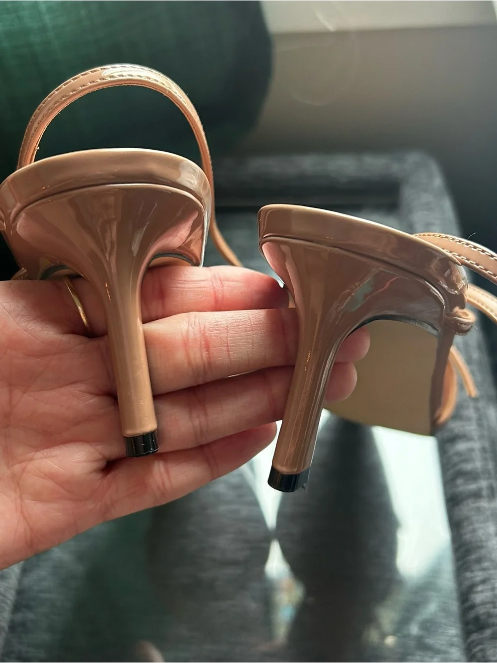 Steve Madden Brown Pointed Slingback Pumps with Gold Buckles